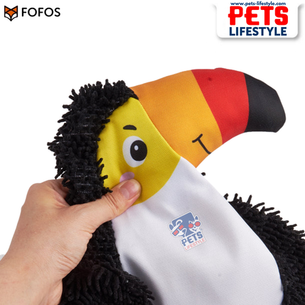 Fofos Stuffing Free Crinkle Tough Bird Toy  Tough 2-Layer Fabric + Squeaker Moderate Chewer Dog Toy
