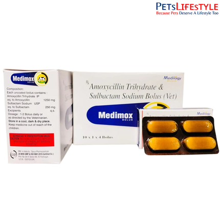 MEDIMOX Bolus (Amoxycillin Trihydrate & Sulbactam Sodium Bolus Vet)