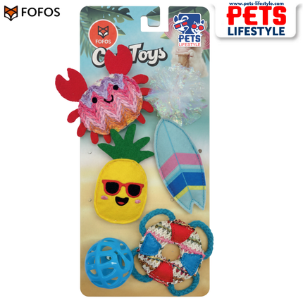 FOFOS Sealife Cat Toy 6 Pack Catnip-Infused Multi-Texture Toys for Active Cats