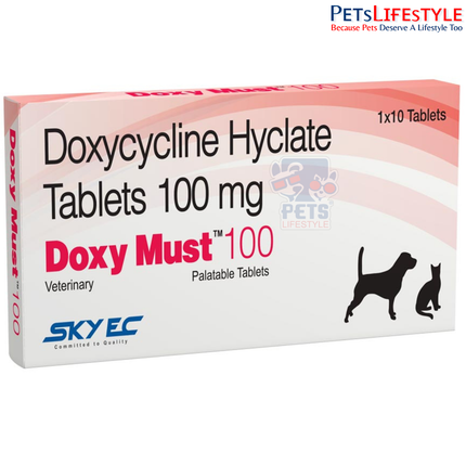 Sky EC DoxyMust Tablets | Doxycycline Hyclate Tablets for Dogs & Cats | Broad-Spectrum Veterinary Antibiotic