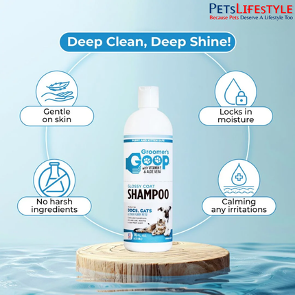 Groomer's Goop Glossy Coat Shampoo for Dogs & Cats – 473 ml