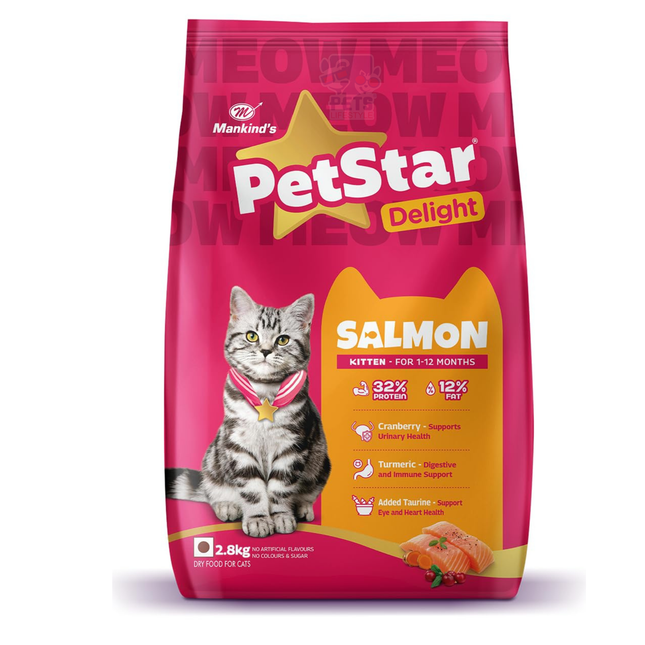 Mankind PetStar Kitten Cat Food – Salmon Flavour Dry Food  | Complete & Balanced Nutrition for Healthy Growth, Urinary, Immune & Digestive Support