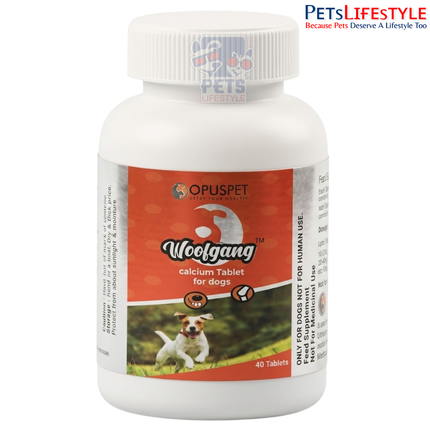 Opus Pet Woofgang | Calcium Tablets for Dogs | Bone, Teeth & Joint Health Supplement | 60 Tablets