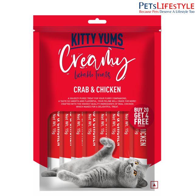 Kitty Yums Creamy Lickable Crab & Chicken Cat Treat (15g x24)