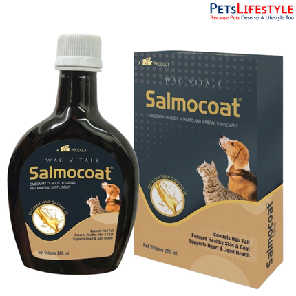 Salmocoat Syrup for Dogs & Cats – 200 ml Omega Fatty Acids, Vitamins & Mineral Feed Supplement