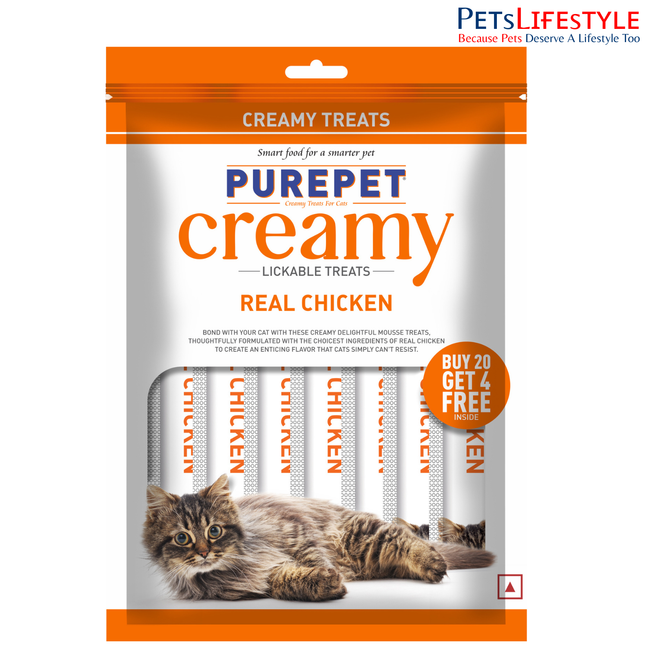 Purepet Creamy Lickable Cat Treats Real Chicken (15g x24 Pcs) 360g
