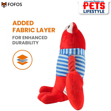 FOFOS Sealife Lobster Plush Dog Toy – Red | Tug & Chew Toy for Small & Medium Dogs