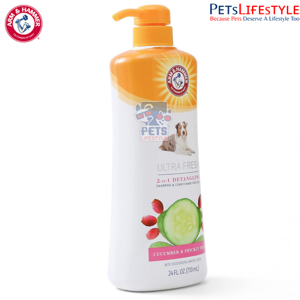 Arm & Hammer for Pets Ultra Fresh 2-in-1 Detangling Dog Shampoo + Conditioner – 24 oz (710 ml)
