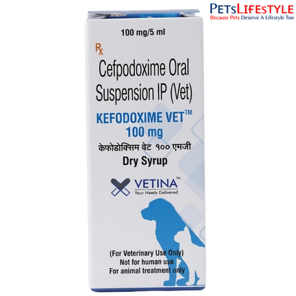 Vetina Kefodoxime Vet DS 100 mg Dry Syrup for Dogs and Cats 30 ml