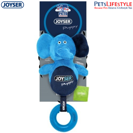 JOYSER Puppy Elephant with Ring Plush Dental Chew Dog Toy – Dark Blue (S/M)