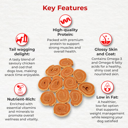 Drools Chicken Cod Roll Dog Treats 70g