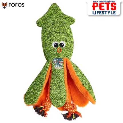 FOFOS Summer Plush Green Octopus Dog Toy Squeaker + Crinkle Paper Soft Plush Toy