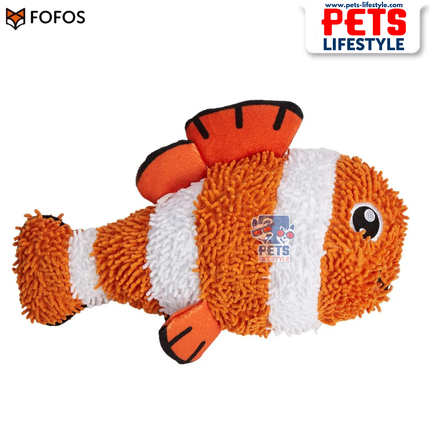 FOFOS Sealife Tough Dog Toy – Nemo Durable 2-Layer Fabric Plush Toy for Moderate Chewers