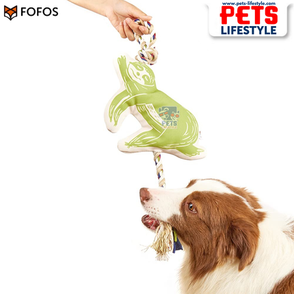 FOFOS Flossy Rope Toy With Sloth Durable Rope + Plush Dog Toy Dental Tug Toy
