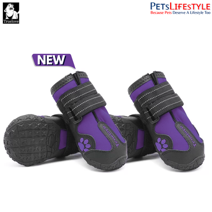 Truelove  Dog Boots (Purple) Waterproof Dog Shoes , Non-Slip Paw Protection ( 4 SHOES )