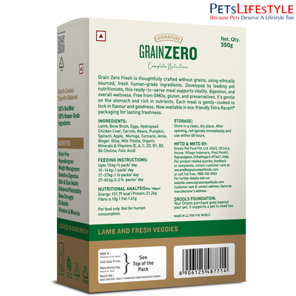 Grain Zero Lamb & Fresh Veggies Grain-Free Fresh Dog Food 350g