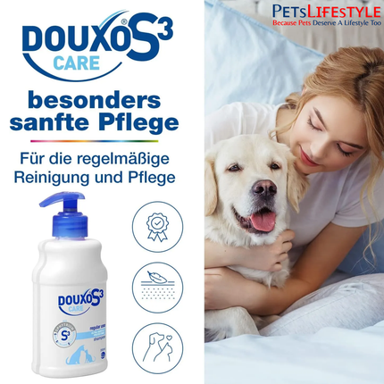 Douxo S3 Care Shampoo for Dogs & Cats 200ml | Ultra-Gentle Hydrating Shampoo for Regular Hygiene & Sensitive Skin