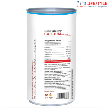 Drools Absolute Calcium Syrup Dog Supplement (300ml)