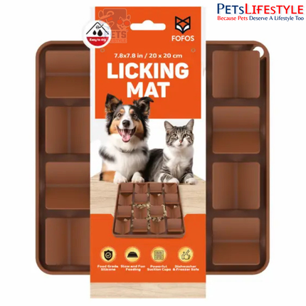 FOFOS Licking Mat Dark Brown – Food-Grade Silicone Slow Feeder & Enrichment Mat for Dogs and Cats