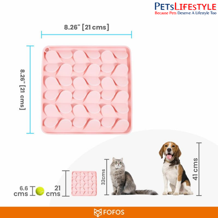 FOFOS Licking Mat Pink – Food-Grade Silicone Slow Feeder & Enrichment Mat for Dogs and Cats