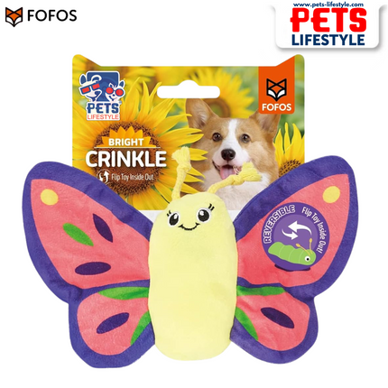 Fofos Butterfly Reversible Crinkle Dog Toy