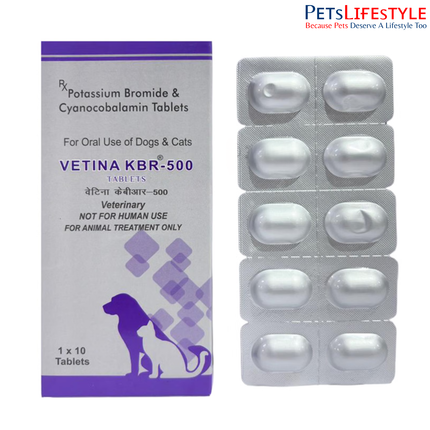 Vetina KBR Tablet (Potassium Bromide 500 mg) – Advanced Seizure Control Support for Dogs