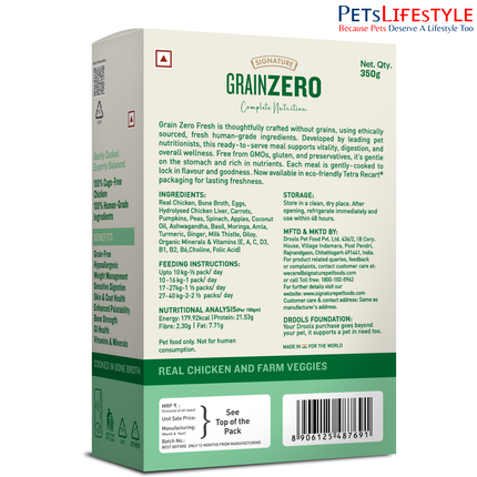 Grain Zero Real Chicken & Veggies Grain-Free Fresh Dog Food 350g