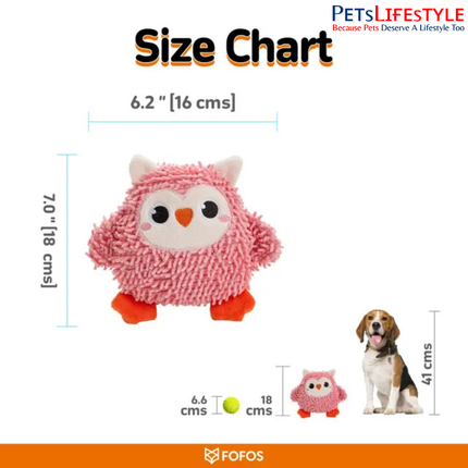 FOFOS Tough Dog Toy 2PK Owl & Bird – Plush Squeaky Dog Toys with Crinkle Sound for Interactive Play