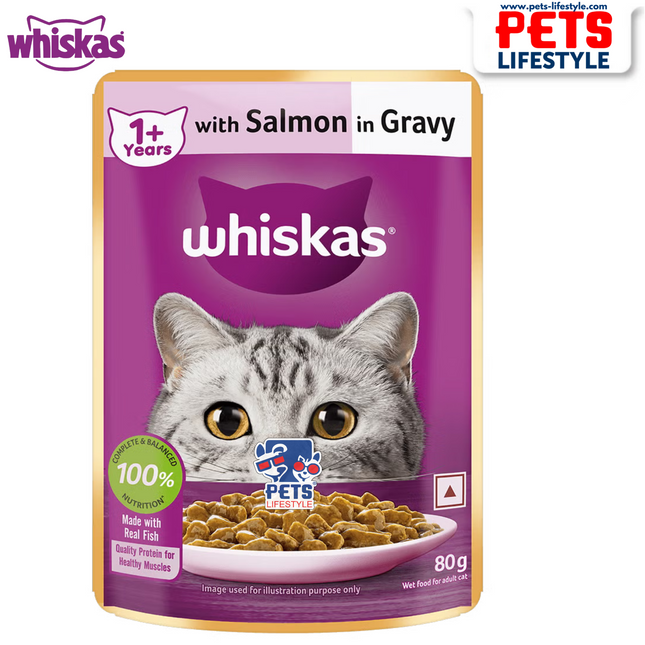 Whiskas Salmon in Gravy Adult Wet Cat Food - 85 g packs