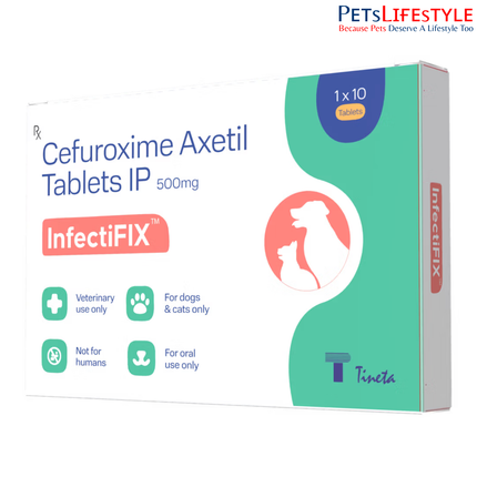 Tineta InfectiFIX Cefuroxime Axetil Tablets for Dogs & Cats (Strip of 10 Tablets)