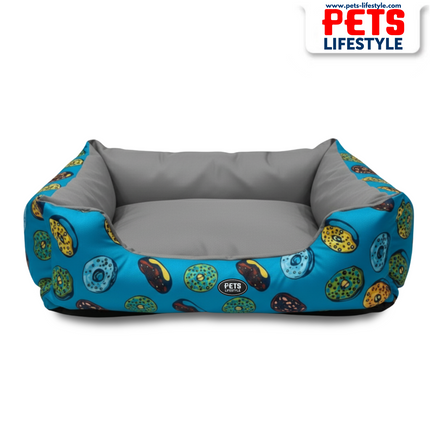 PᴇᴛsLɪғᴇsᴛʏʟᴇ Donut Pattern Blue & Grey Dog Bed – All Sizes Comfort and style for your furry friends