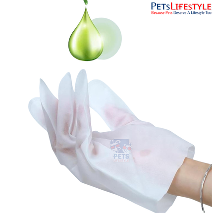 Hanrou Pet Disposable Glove Wipes Non-Alcoholic Antibacterial Grooming