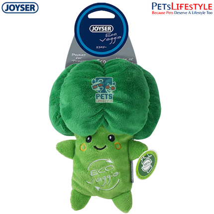 JOYSER Eco Veggie Broccoli Plush Dog Toy with Treat Pocket & Squeaker – Green (S/M)