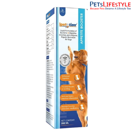 Ipettizer Buclizine & Digestive Enzymes Syrup for Dogs Appetite & Digestion Support (200 ml)