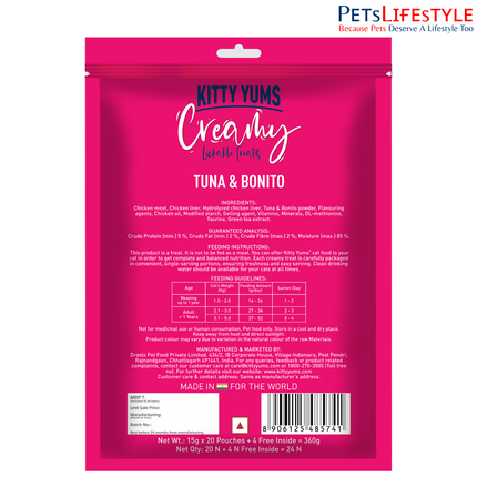 Kitty Yums Creamy Lickable Tuna & Bonito Cat Treat (15g x24)