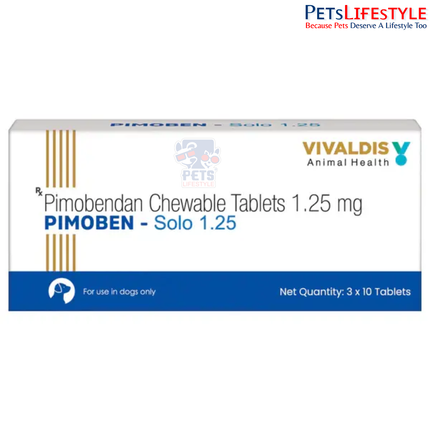 Vivaldis Pimoben-Solo 1.25 mg Tablets for Dogs – Pimobendan Cardiac Medication (Pack of 30 Tablets)