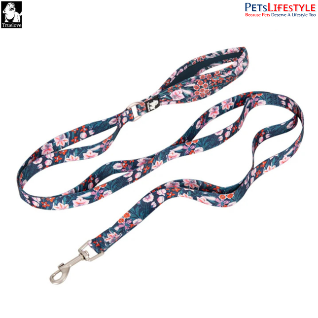 Truelove Multi Handle Floral Leash – Navy Blazer – Premium Control Dog Leash
