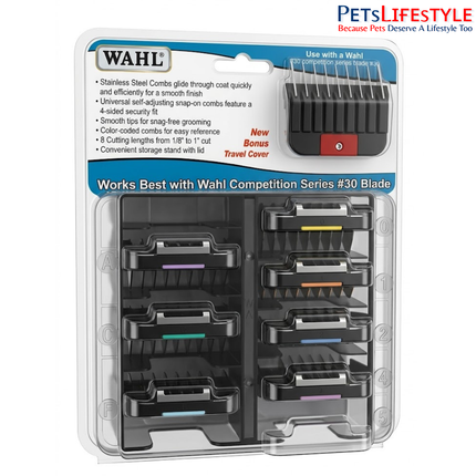 Wahl Professional Animal Stainless Steel Attachment Guide Combs for Detachable Blade Clippers