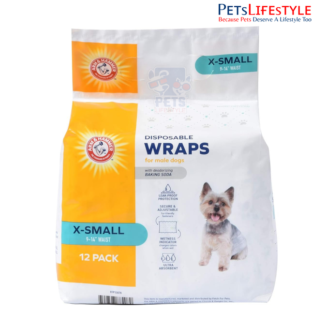 Arm & Hammer for Pets Male Dog Wraps – X-Small (12 Count)