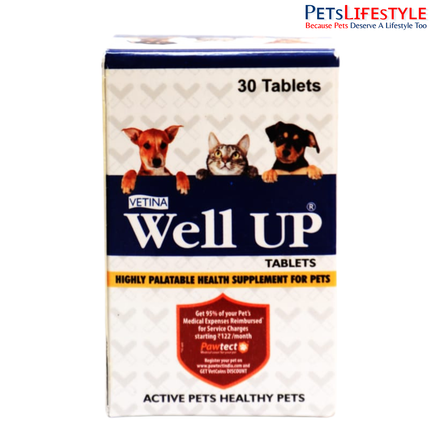 Vetina Well Up Multivitamin and Multimineral Tablets for Dogs and Cats 30 Tablets