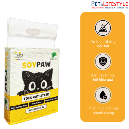 SoyPaw Green Tea Soybean Cat Litter 6L – Natural Clumping Dust-Free Tofu Cat Litter