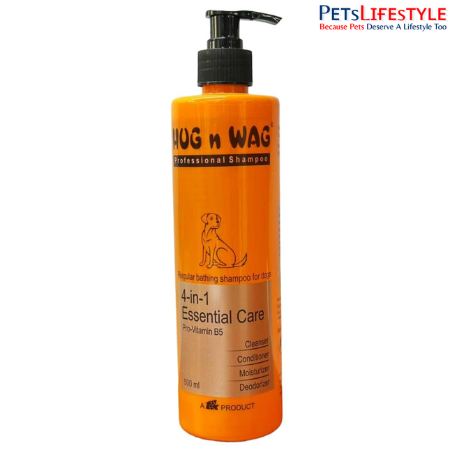TTK Hug n Wag Professional 4-in-1 Essential Care Shampoo for Dogs & Puppies – 500 ml