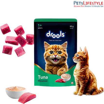 Drools Cat Mousse Wet Cat Food – Tuna Flavour 80g High Protein Smooth Texture Adult Cats 1+ Years