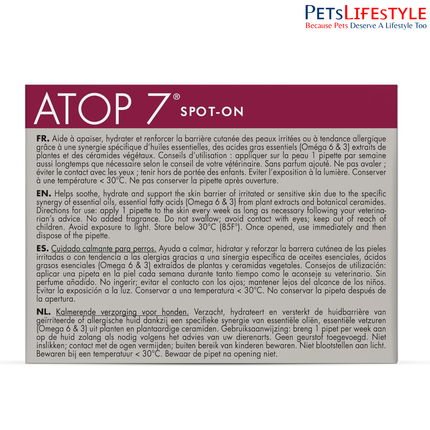 Savavet Dermoscent ATOP 7 Spot-On 1.2ml for Dogs (10–20kg) (1.2ml x 4 Pipette) dermatological spot-on treatment