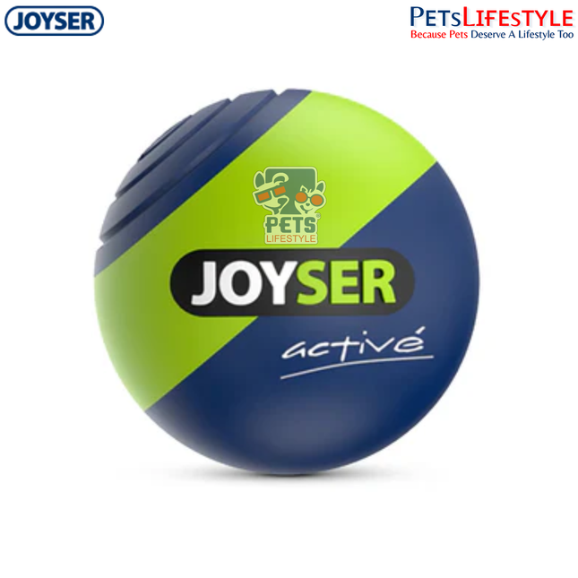 JOYSER Active TPU Ball with Squeaker Durable Chew Dog Toy – Blue/Green (M)