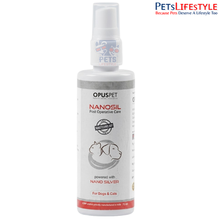 Opus Pet Nanosil | Silver Nanoparticle Wound Management Spray for Dogs & Cats | Post Operative Care | 75 ml