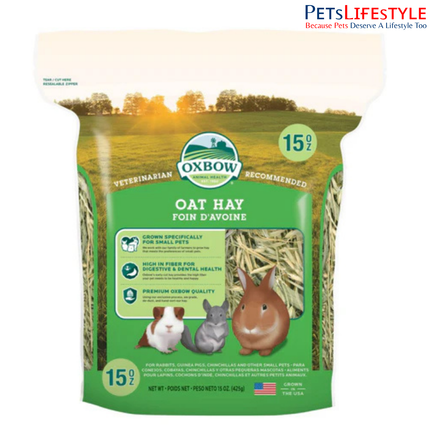 OXBOW Oat Hay 425g – Crunchy High-Fiber Hay for Rabbits & Small Pets