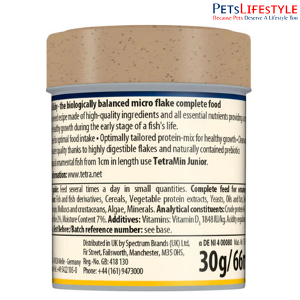 TetraMin Baby Fish Food Micro Flakes for Fry & Baby Fish Growth BioActive Formula 30g / 66ml
