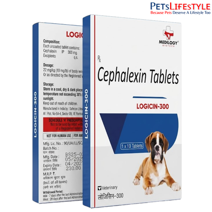 Medilogy biotech LOGICIN-300 Cephalexin Tablets for Dogs & Cats
