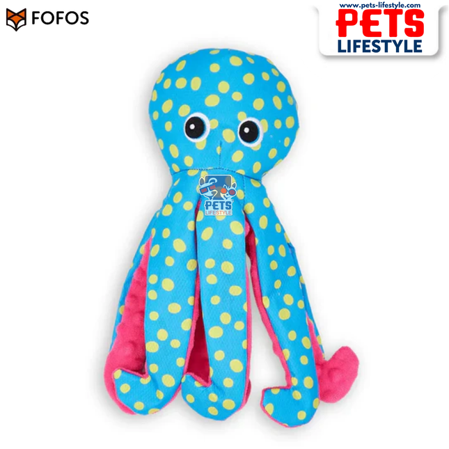 FOFOS Sealife Plush Octopus Blue Tough Layered Fabric Squeaky Toy for Moderate Chewers